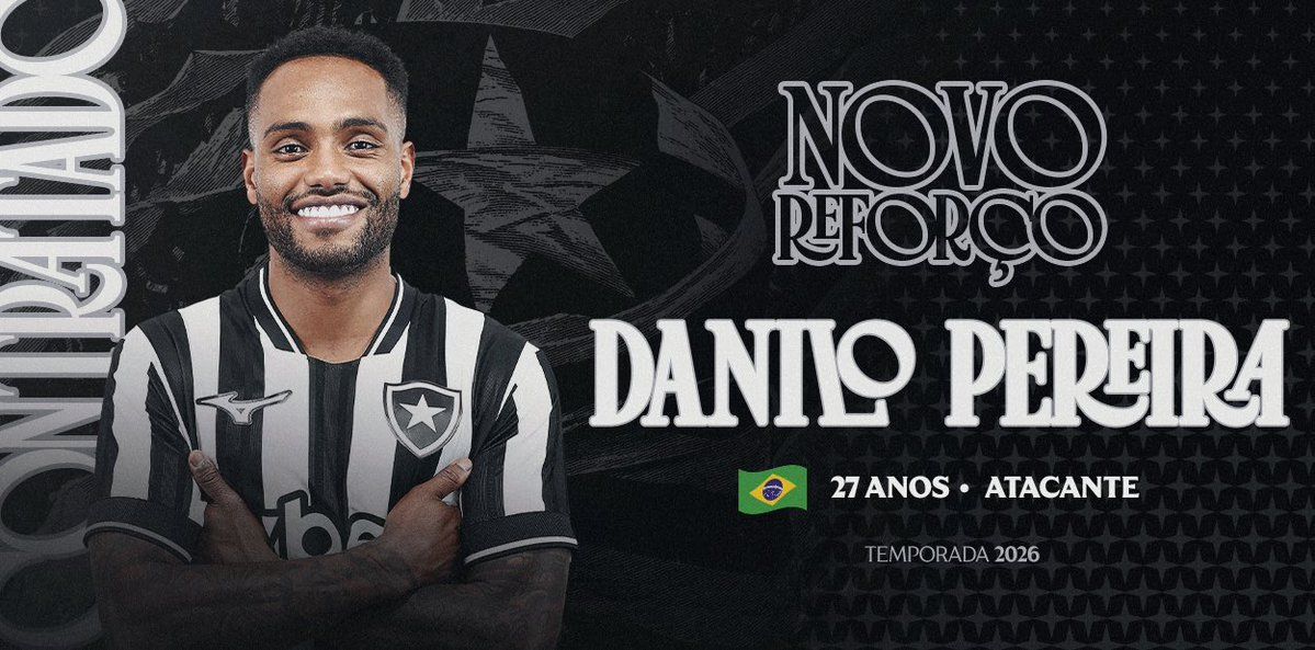 Botafogo anuncia a contratação do atacante Danilo Pereira