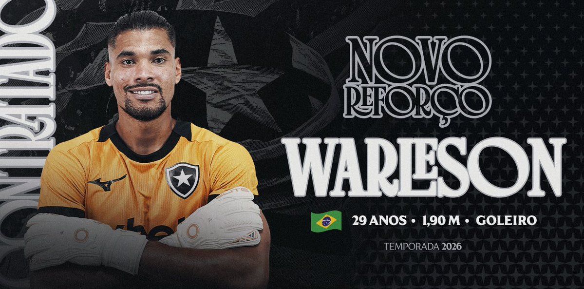 Botafogo anuncia a contratação do goleiro Warleson, de 29 anos